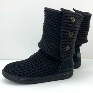 UGG Black Classic Cardy Candy Sweater Boots